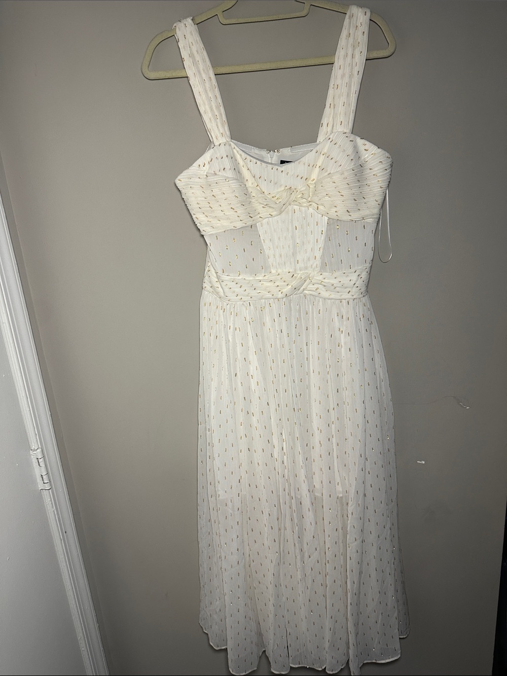 J. Mendel Paris New with Tags White & Gold clip dot tank top Midi Dress